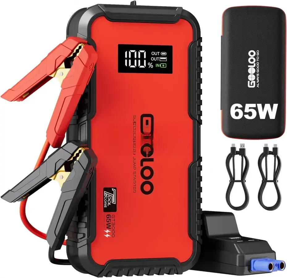 ავტომანქანის დამქოქი ,,jump starter" ჯამპ სტარტერი - ბუსტერი GOOLOO GT3000. 3000A . ქოქავს 8,5 მდე ბენზინის და 6 ლ-მდე მ 1