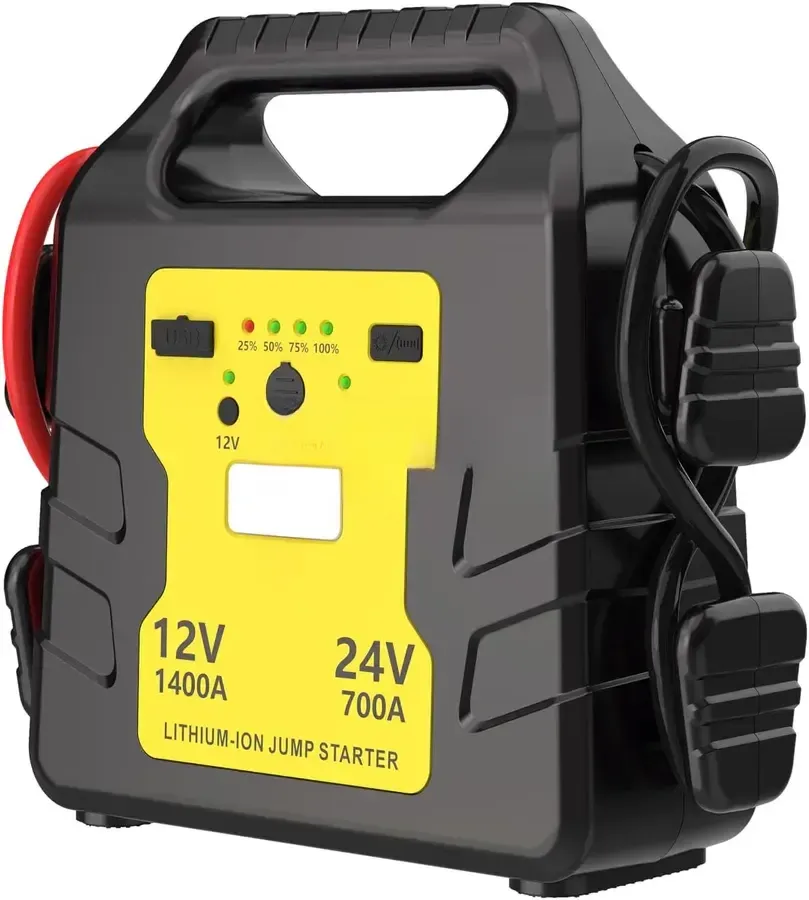 ავტომანქანის დამქოქი ,,jump starter" ჯამპ სტარტერი - ბუსტერი camelenergy G19L . 12ვ -1400 ამპერი, 24ვ-700 ამპერი . ქოქავ 1